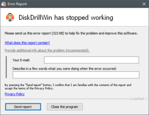 Disk Drill crash report